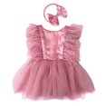thumbnail image 1 of Newborns Baby Girls Dress Set for Photoshoots Soft Lace Romper with Headband Photography Outfit Multiple Size M, 1 of 4