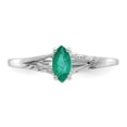 thumbnail image 6 of Auriga Fine Jewelry 10K White Gold Polished Marquise-cut Genuine Emerald Birthstone Ring for Women Size 6, 6 of 6