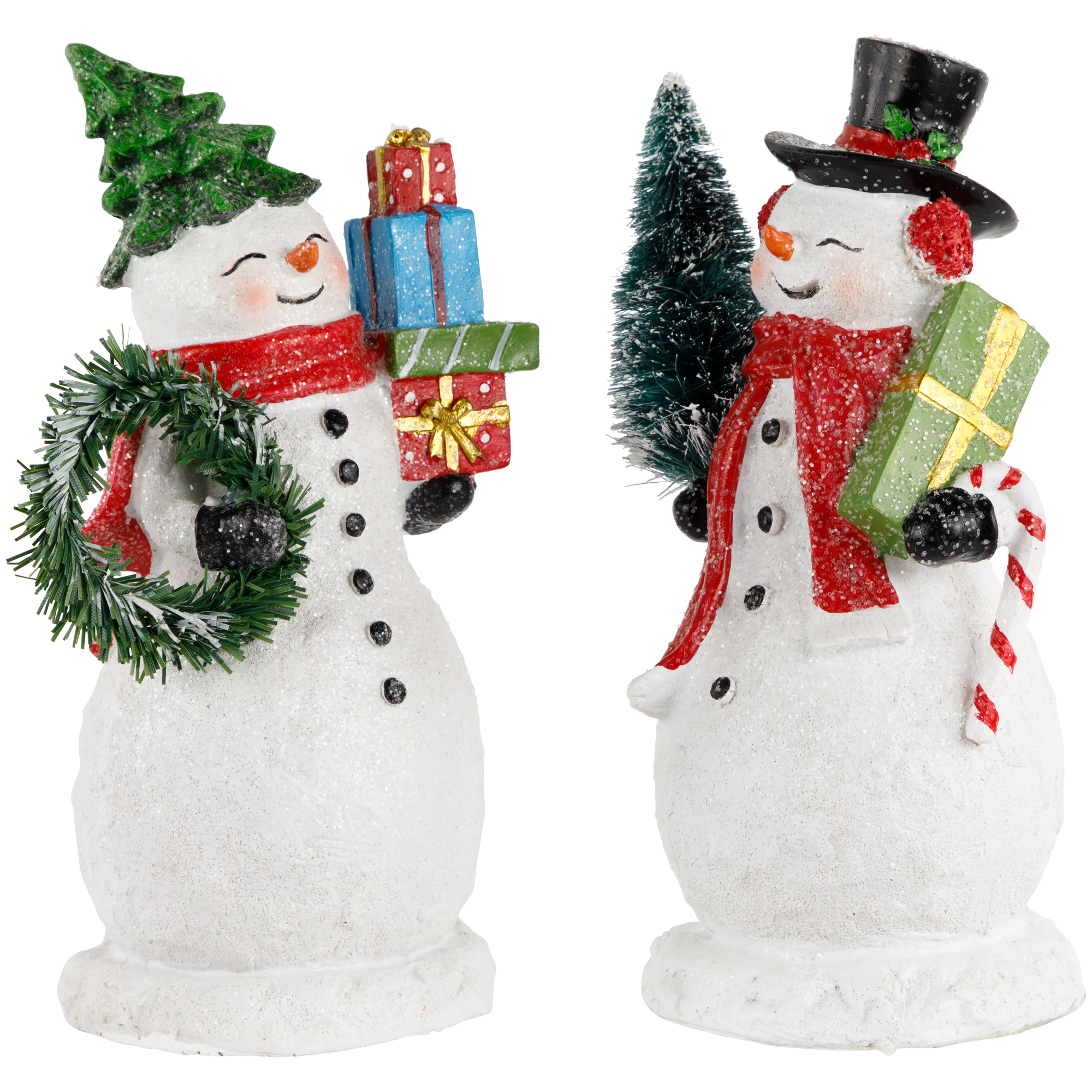 Northlight Shopping Snowmen Couple with Presents Christmas Figurines - 8" - Set of 2