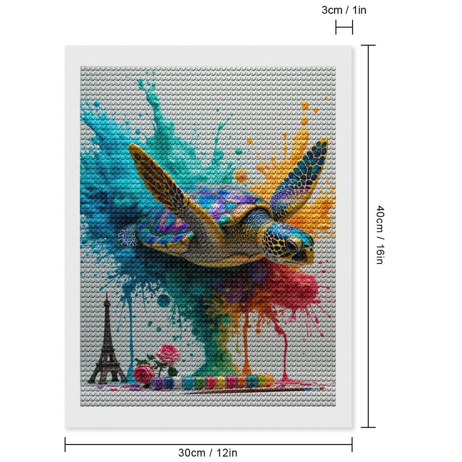 Diamond Art Kits for Adults, Sea Turtle Artistic Color Splash 5D Diamond Painting Kits for Adults Beginners, DIY Full Drill Diamond Painting, Gem Art and Crafts 12x16