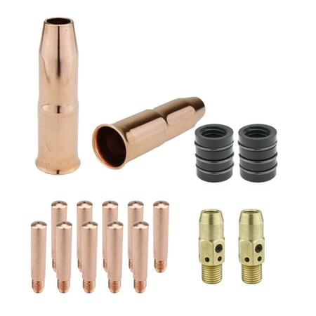 

MIG Gun Consumables Kit - Compatible with Lincoln/Magnum 300 & 400 and Tweco #3 & #4 - 54A Diffuser - 34A Insulator - Heavy-Duty Tip: 0.030 - 24A Nozzle: 1/2