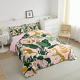 thumbnail image 3 of Castle Fairy Wildlife Leopard 3-Piece Full Size Comforter Sets,Tropical Leaves Bedding Comforter Set,Jungle Animal Lightweight Bedding Sets,Super Cozy Botanical Room Decor,Reversible, 3 of 6