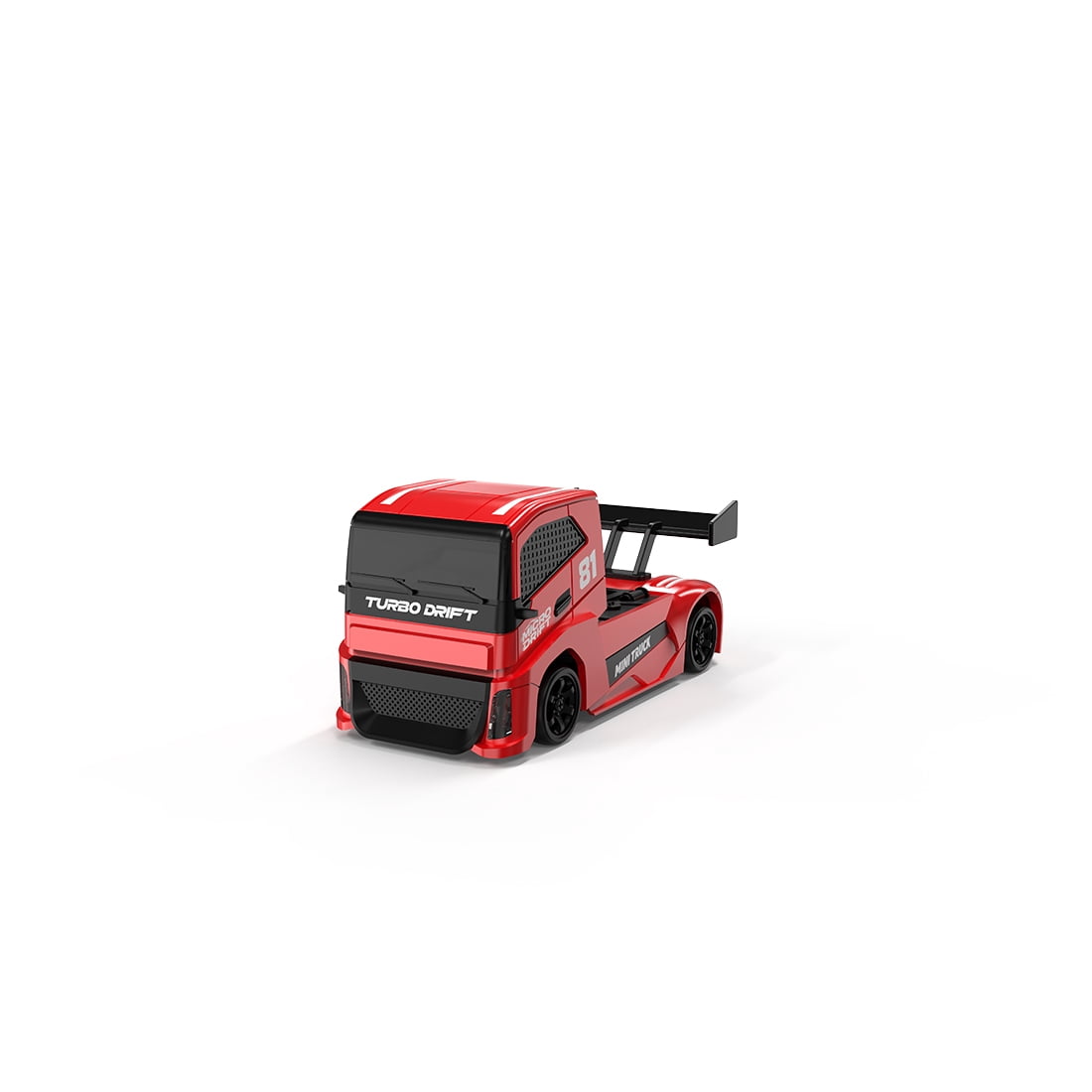 1/87 Scale 4WD Full Proportional RC Drift Car,  2.4G HighSpeed Mini Truck Model with Simulated Brake Calipers, Linked Lights (RTR/Red)