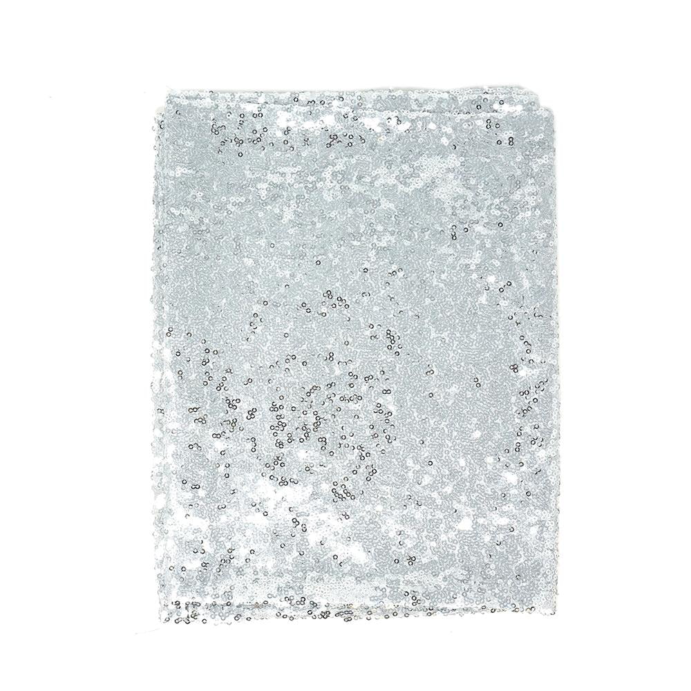 Mesh Sequin Table Runner, 12Inch x 72Inch, Silver