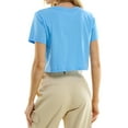 thumbnail image 5 of Women's Boxy Crop Top Round Neck Short Sleeve Casual 100% Cotton Cropped Tee T-Shirt, Ice Blue, 2XL, 5 of 7