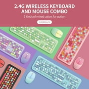 Mofii 666 Wireless Keyboard Mouse Combo,2.4G Colored keyboard ,110 Key Cute Keyboard Mouse Set with Round Punk Keycaps for Girl Light Brown