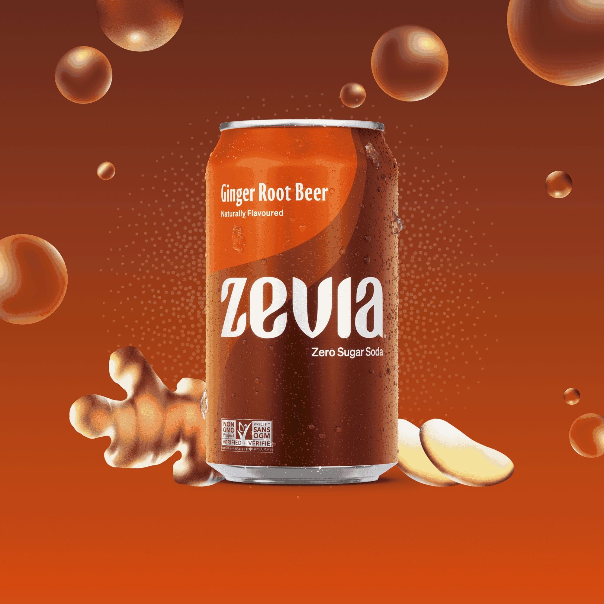 Zevia Ginger Root Beer, 355 ml, 6 pack cans, Ginger Root Beer 6 x 355 mL