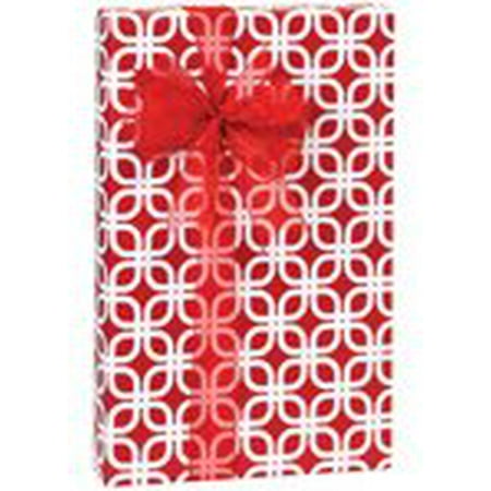 Red White Geometric Links Geo Gift Wrap Wrapping Paper 16ft