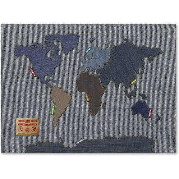 Trademark Art 'Denim World Map' Canvas Art by Michael Tompsett