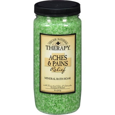 - Village Naturals Therapy, Aches and Pains Muscle Relief Mineral Bath Soak, 20 Oz