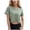 Army Green, variant on Women's Casual V Neck Short Sleeve Solid Basic Crop Top T Shirt Summer Tops