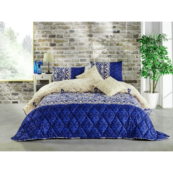 Istanbul Collection Handmade Comforter Set + Sheet Set - 9 Piece Set - Cotton Blend - Modern, Comforter, Matching Shams and Throw Pillows