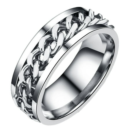 

Simple Ring Delicate Finger Ring Stainless Steel Jewelry Creative Ring Fashion Finger Ring for Man Boy Male (Steel Color With Box Size 6)