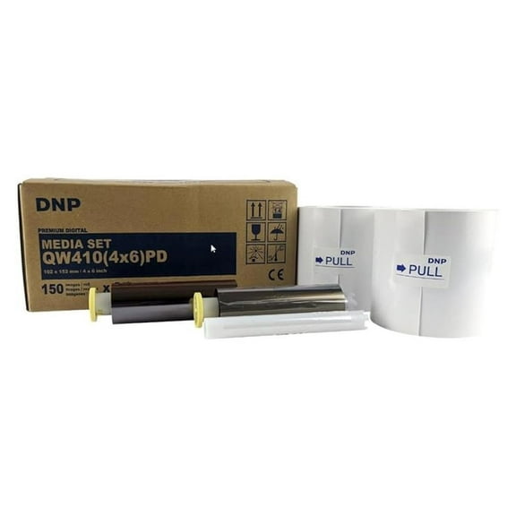 DNP QW4104x6 Digital Media - Paper & Ribbon for QW410 Printers (300 Prints) - KOBIS Authorized Reseller - 4x6 Photo Paper & Ribbon Kit (2 Rolls Each)