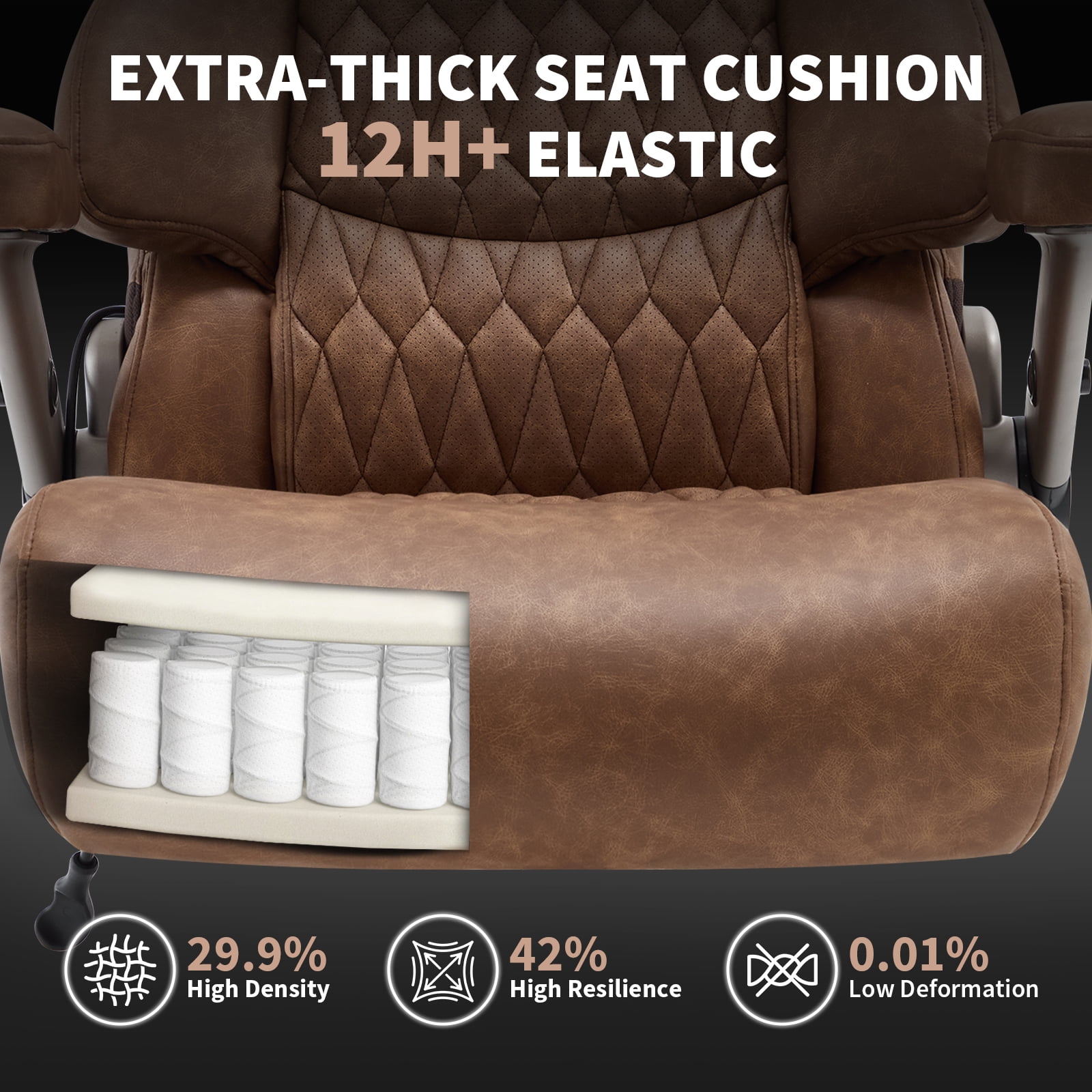 Big and Tall Office Chair 700lbs, High Back Executive Desk Chair with Adjustable 3D Arms&Lumbar Support for Back Pain, Heavy Duty Computer Chair with Strong Mental Base&Dual Rubber Wheels