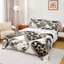 Homewish Valentine's Day 4pcs Bed Sheets for Children Teens Girls,Leopard Cheetah Print King Sheets,Abstract Animal Print Super Cozy Sheet Set,Luxury Bedroom Decor