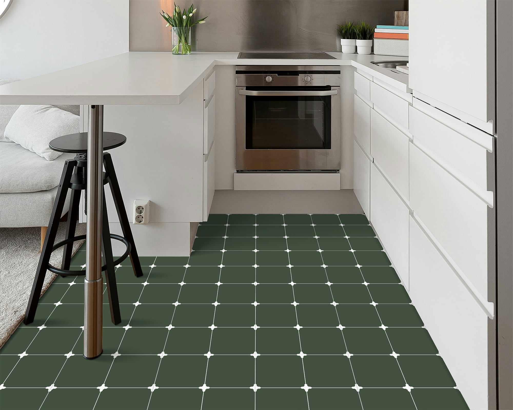 DEWOO 10 Sheet Peel and Stick Floor Tile, Vinyl Flooring, Waterproof DIY Flooring for Bathroom, Kitchen, Fireplace, Stairs, Bedrooms, Wall, Pantry Room 12"x 12"