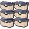 thumbnail image 1 of Luces solares de pared para exterior HMCITY 120 LED IP65 impermeables, paquete de 6, 1 of 6