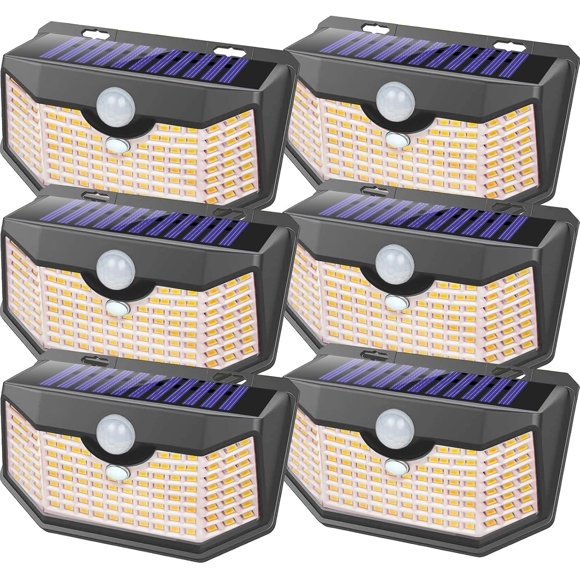 Luces solares de pared para exterior HMCITY 120 LED IP65 impermeables, paquete de 6