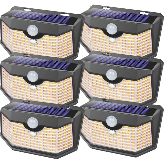Luces solares de pared para exterior HMCITY 120 LED IP65 impermeables, paquete de 6