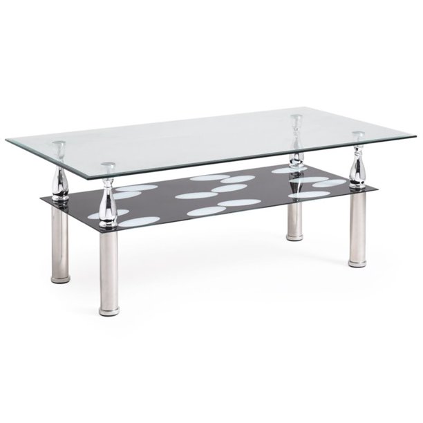 Hodedah Tempered Glass Coffee Table Walmart Com Walmart Com
