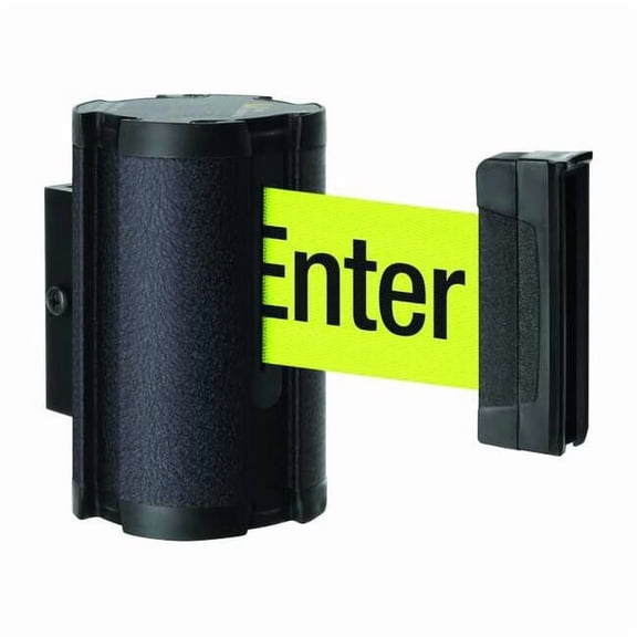 Retractable Belt Barrier, Black, 10 ft Length, Wrinkle