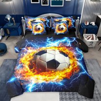 Castle Fairy Soccer Sport Bedding Comforter Set,Abstract Flame Lightning Full Bedding Set