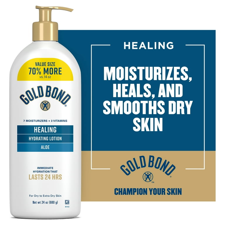 Gold Bond Healing Hydrating Hand and Body Lotion & Cream for Dry Skin with Aloe, Value Size 24 oz.