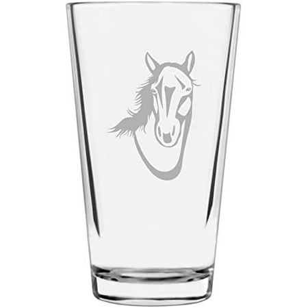 

American Standardbred Face Horse Themed Etched 16oz Libbey Pint Glass