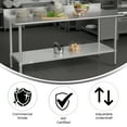 thumbnail image 4 of Flash Furniture 30" x 72" Adjustable Shelf Stainless Steel General Purpose Table with 4" Backsplash, 4 of 8