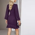thumbnail image 7 of Women Plus Size Dresses Women Long Sleeve Elegant Fashion Casual Comfy V-Neck Slim-Bag Hip Bump Friendly Mid Length Wrap Date Night DressPurple S-2XL, 7 of 7