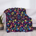 thumbnail image 3 of Yiaed Skull rainbow color mushroom Print Blanket Throw Blanket Soft Cozy Flannel Blanket for Home Bed Sofa Couch Chair-60"x50", 3 of 6