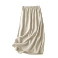 thumbnail image 2 of Women Minimalist Vintage Solid Soft Elastic Waist Pull-on Opaque Non-Sheer Flowy A-Line Midi Skirt Natural XXL, 2 of 6