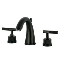 Kingston Brass KS2960KNL Convergent Two-Handle 3-Hole Deck Mount Widespread Bathroom Faucet with Knurled Handle and Brass Pop-Up in Matte Black