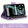 thumbnail image 4 of Compatible with Cricket Icon 6 SL219C/AT&T Verge SL219A Wallet Phone Case and Tempered Glass Screen Protector Flower Faux Leather Flip Credit Card Holder Stand Zipper Cell Cover for Icon6/ATT Purple, 4 of 9