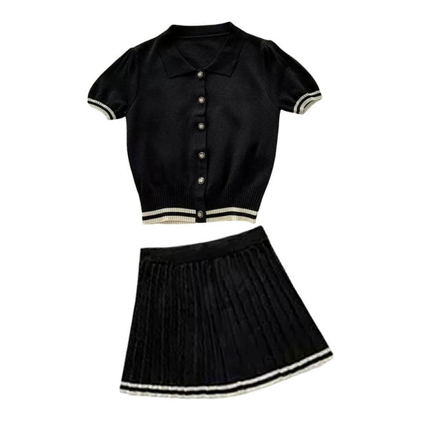 Falda Plisada Chicas Con Falda Negra Conjunto De Falda Plisada