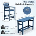 thumbnail image 4 of FUNDAZE 3-Piece Outdoor Bar Set - HDPE Weatherproof Ergonomic Bar Table & 2 Ergonomic Bar Height Stools for Patio, Backyard, Poolside, Navy Blue, 4 of 7