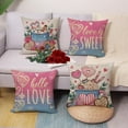thumbnail image 4 of Valentines Day Hot Cocoa Decorative Throw Pillow Covers 16 x 16 Set of 4, Pink Blue Pastel Love is Sweet Hearts Porch Outdoor Home Decor, Hello Love Anniversary Wedding Couch Cushion Case, 4 of 5