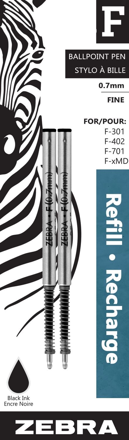 ZEBRA F-Refill, Fine Point, Black, 2 Pack