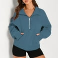 thumbnail image 2 of Timegard Half Zip Pullover for Women Cropped Long Sleeve Tops Sweatshirts Thumb Hole Fall Solid Color Tops, 2 of 7