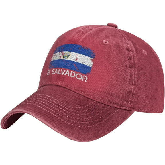 Hat Salvadoran Flag Vintage Made in El Salvador Gift Cowboy hat Men Baseball Cap Women Trucker Hat Dad Cap Black
