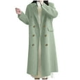 thumbnail image 3 of Lovskoo Womens Winter Coats Double Breasted Pea Coat Turn Down Collar Long Sleeve Casual Coat Cardigan Trench Coat Overcoat Green, 3 of 7