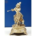 thumbnail image 2 of 10" Venugopala Krishna Brass Statue - Fluting Cowherd, 2 of 4