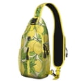 thumbnail image 1 of Summer Yellow Lemon Print Sling Backpack, Cute and Fresh Floral Pattern Crossbody Daypack with Retro Vintage Style, Lightweight and Adjustable Strap, 1 of 6