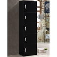 thumbnail image 2 of Hodedah 5 Shelf 5 Door Multi-Purpose Wooden Bookcase in Black Finish, 2 of 5