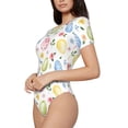 thumbnail image 2 of The Xecao Easter Egg3 Women's Crew Neck Body Suit, a short-sleeved bodysuit and basic swimsuit, both comfort and style for dating and daily life, 2 of 9