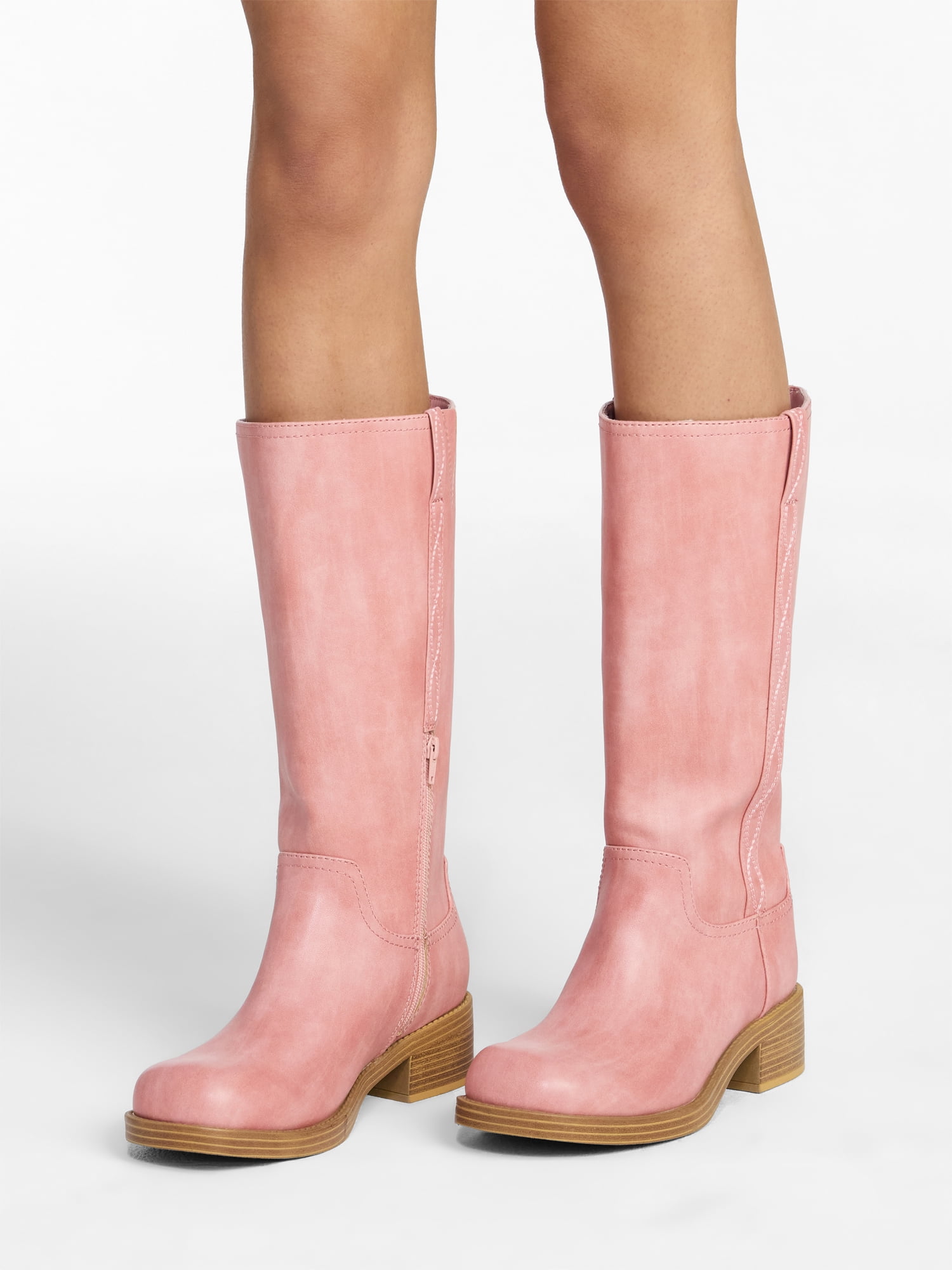 No Boundaries Faux Leather Tall Riding Boots, Women's (Wide Width Available)
