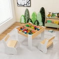 thumbnail image 2 of Gymax 4-in-1 Kids Wooden Table & 2 Chairs Set w/ Storage Detachable Blackboard Drawing, 2 of 10