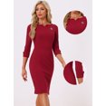 thumbnail image 2 of DARING DIVA Sweetheart Neck Slim Fit Work Midi Dress L Burgundy, 2 of 6