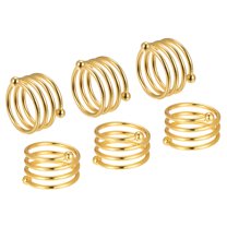 Uxcell Metal Napkin Rings 6Pcs Spiral Napkin Ring Holder Buckle for Dining Table Gold Tone